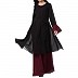 Double layered dress abaya with bell sleeves- Black-Wine Double layered dress abaya with bell sleeves- Black-Wine